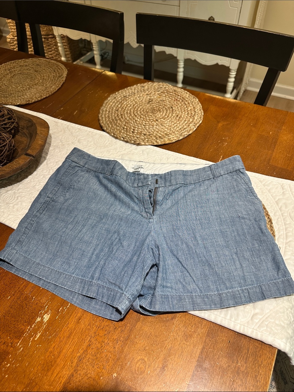 J. Crew Chambray Cotton Blend Shorts - Light Blue
